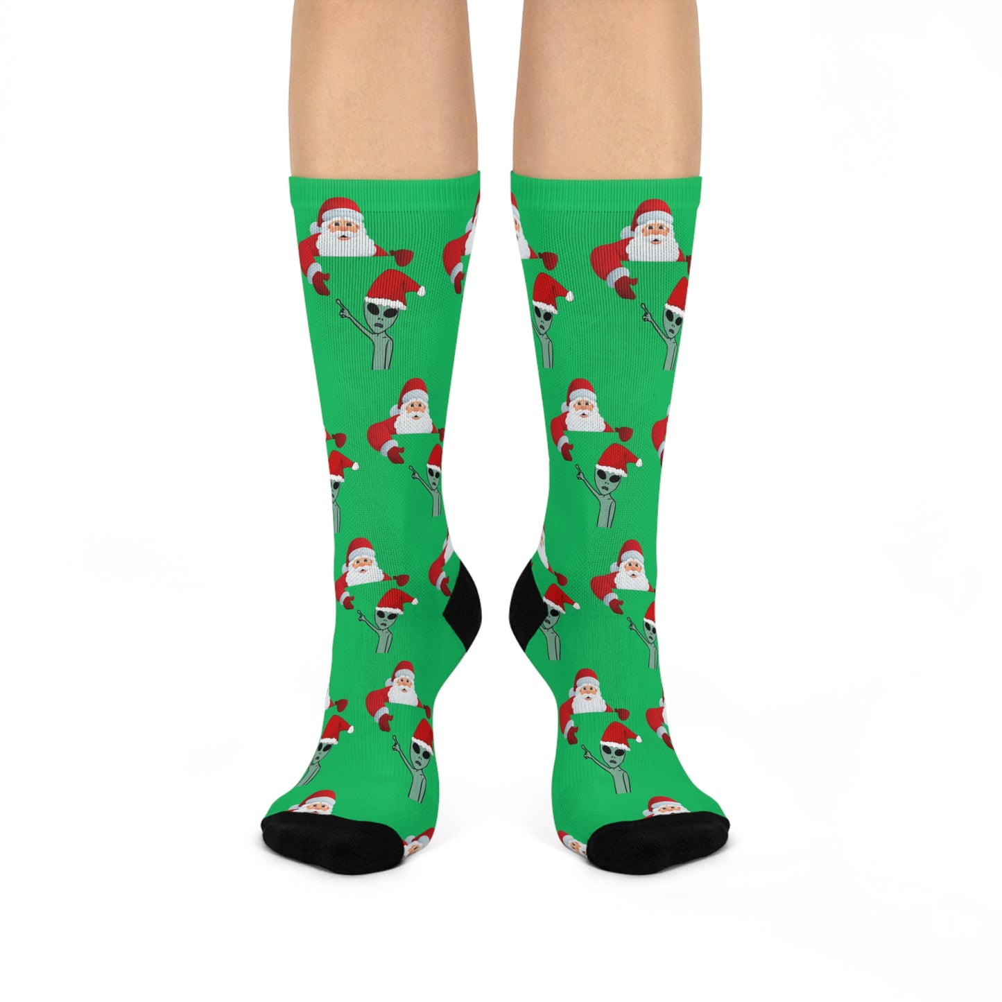 Santa Alien - Christmas UFO Fun Novelty Holiday Socks