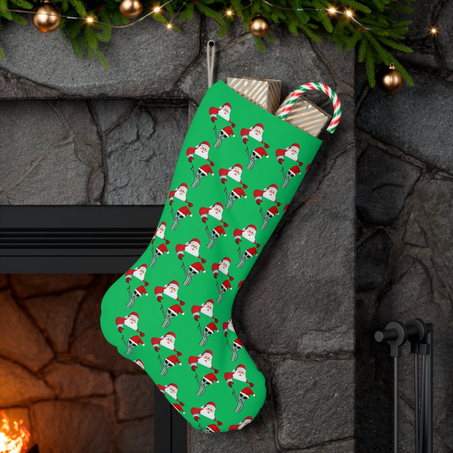 Santa Alien - Christmas UFO Fun Novelty Holiday Stocking
