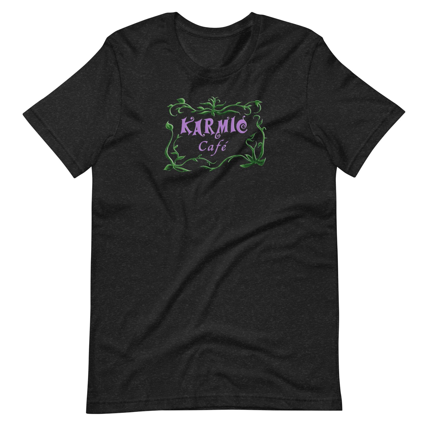 Super Comfy Fat Cat - Karmic Cafe T-shirt (black short-sleeved)