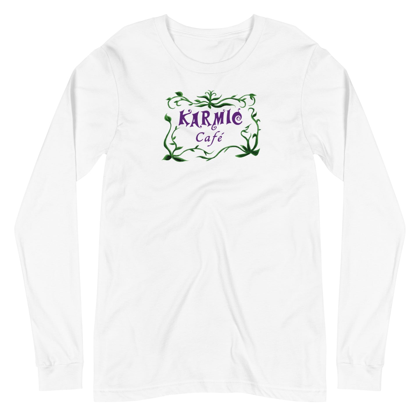 Super Comfy Fat Cat - Karmic Cafe T-shirt (white long-sleeved)