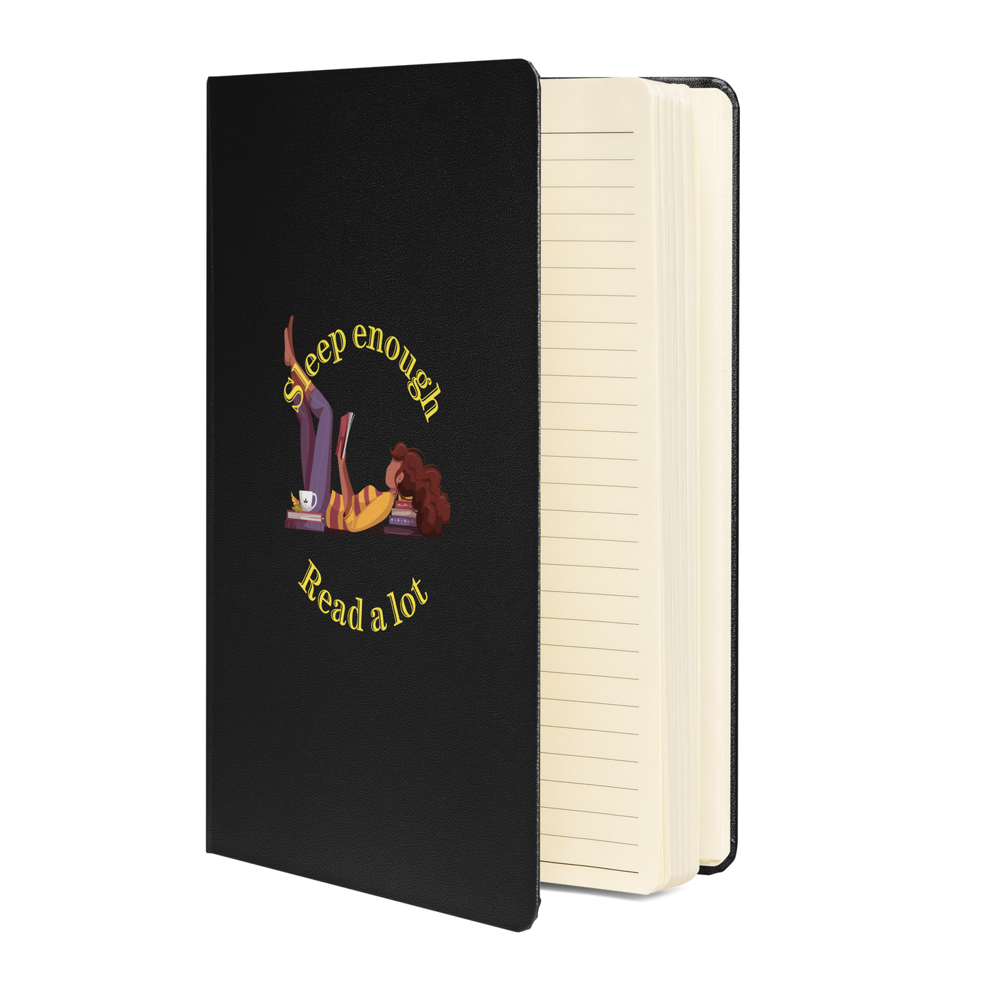 Sleep Enough-Read A Lot Lounging Hardcover Bound Notebook