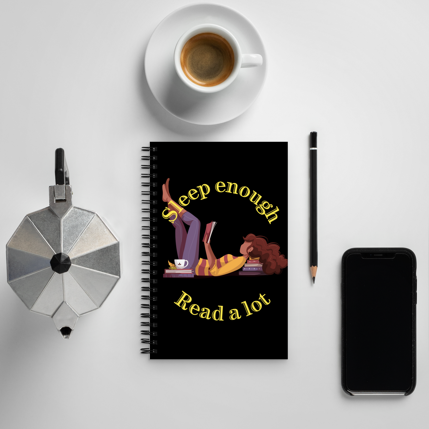 Sleep Enough-Read A Lot Book Lovers Lounging Spiral Notebook