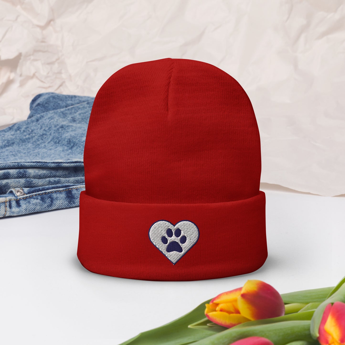 Heart-Paw Soft Cozy Dog Lovers Beanie