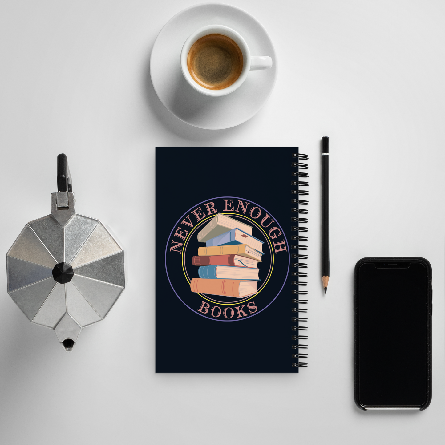 Sleep Enough-Read A Lot Book Lovers Cafe Spiral Notebook