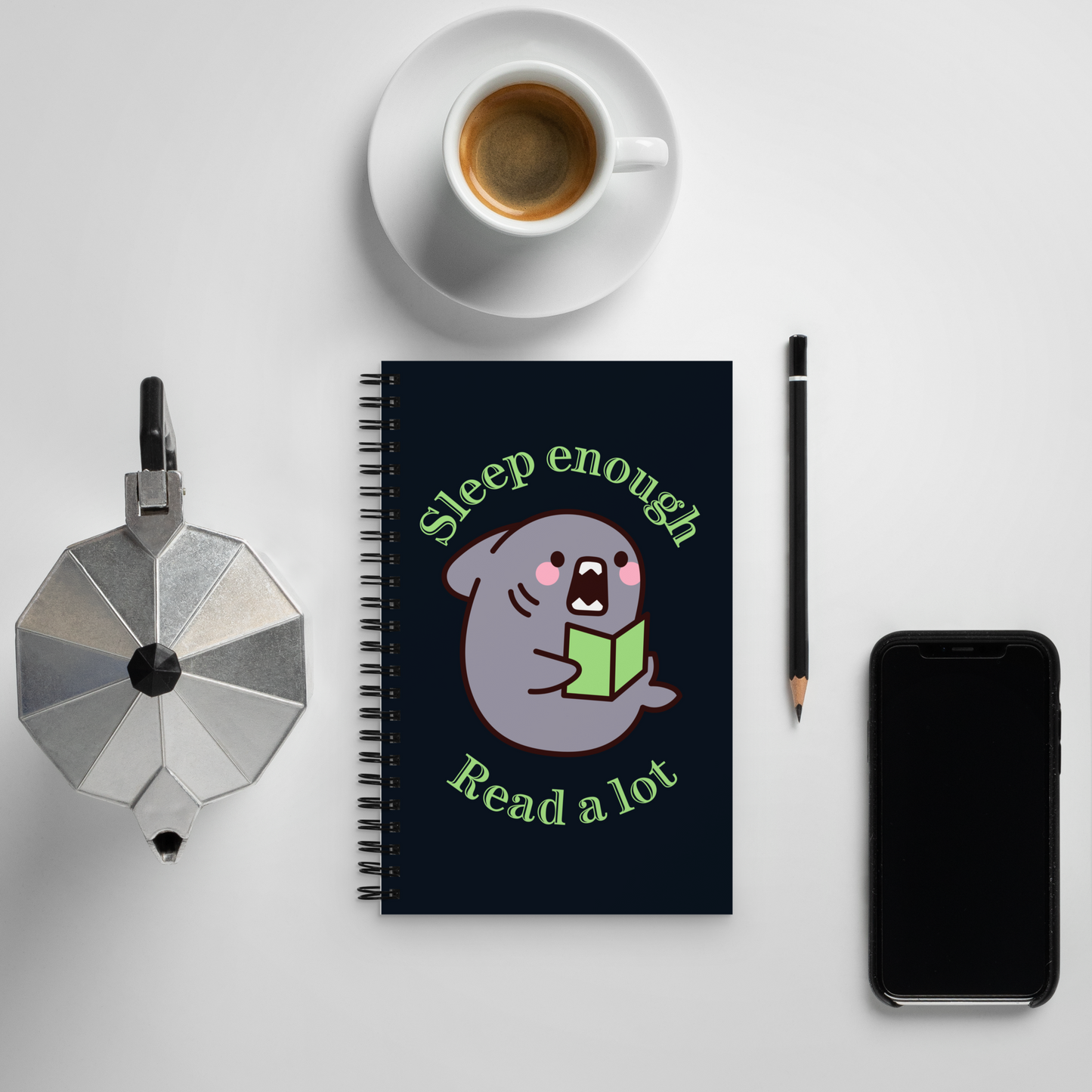 Sleep Enough-Read A Lot Book Lovers Whale Spiral Notebook