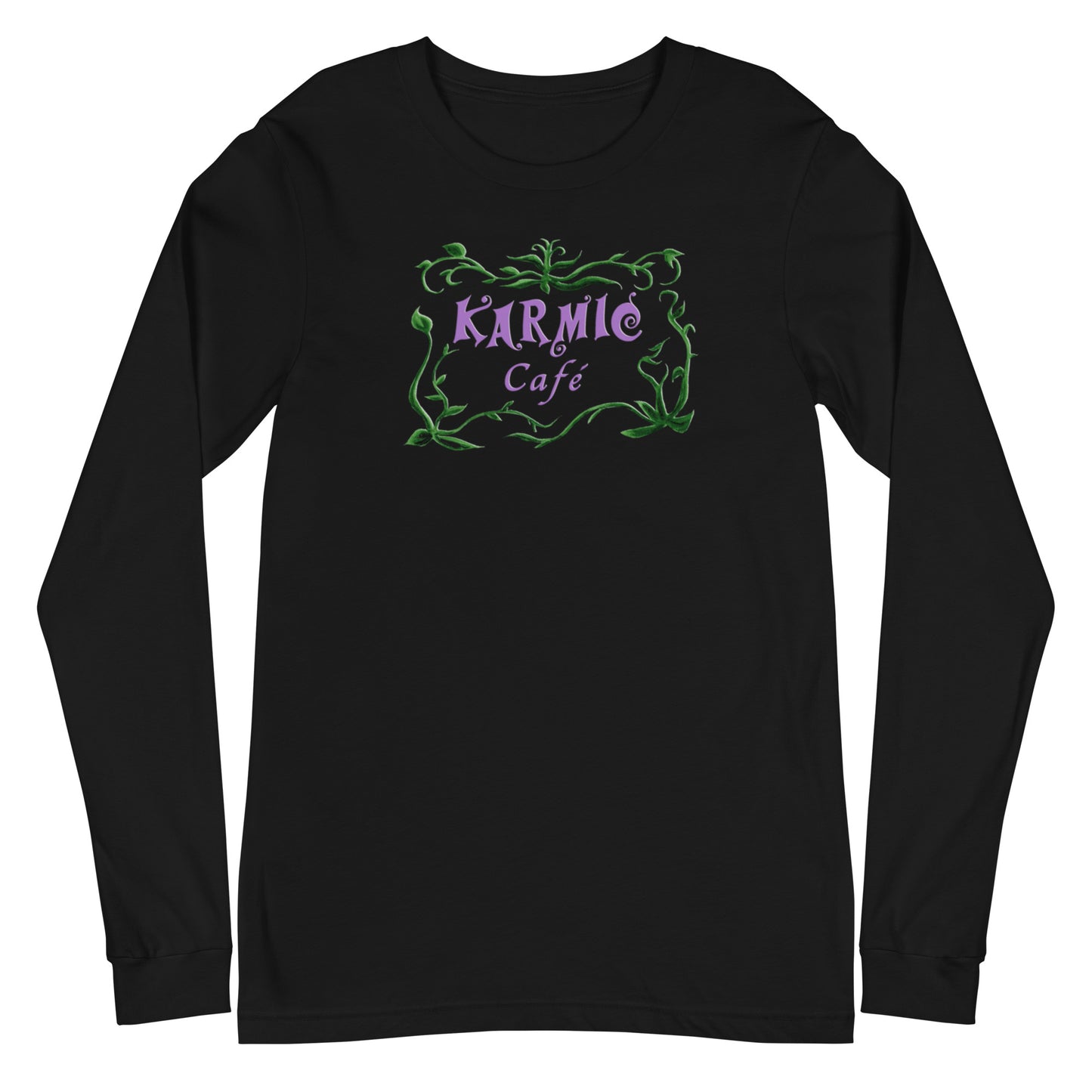 Super Comfy Karmic Cafe T-shirt (black long-sleeved)