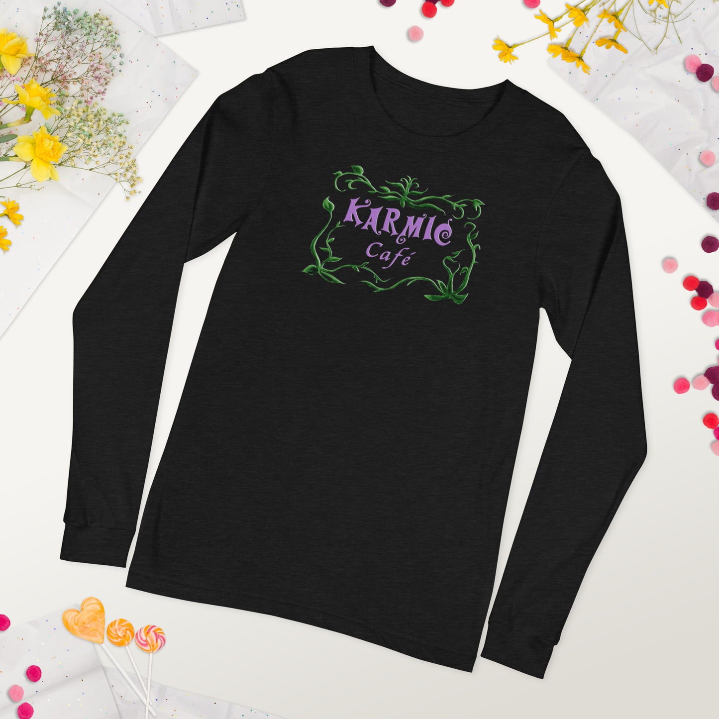 Super Comfy Karmic Cafe T-shirt (black long-sleeved)