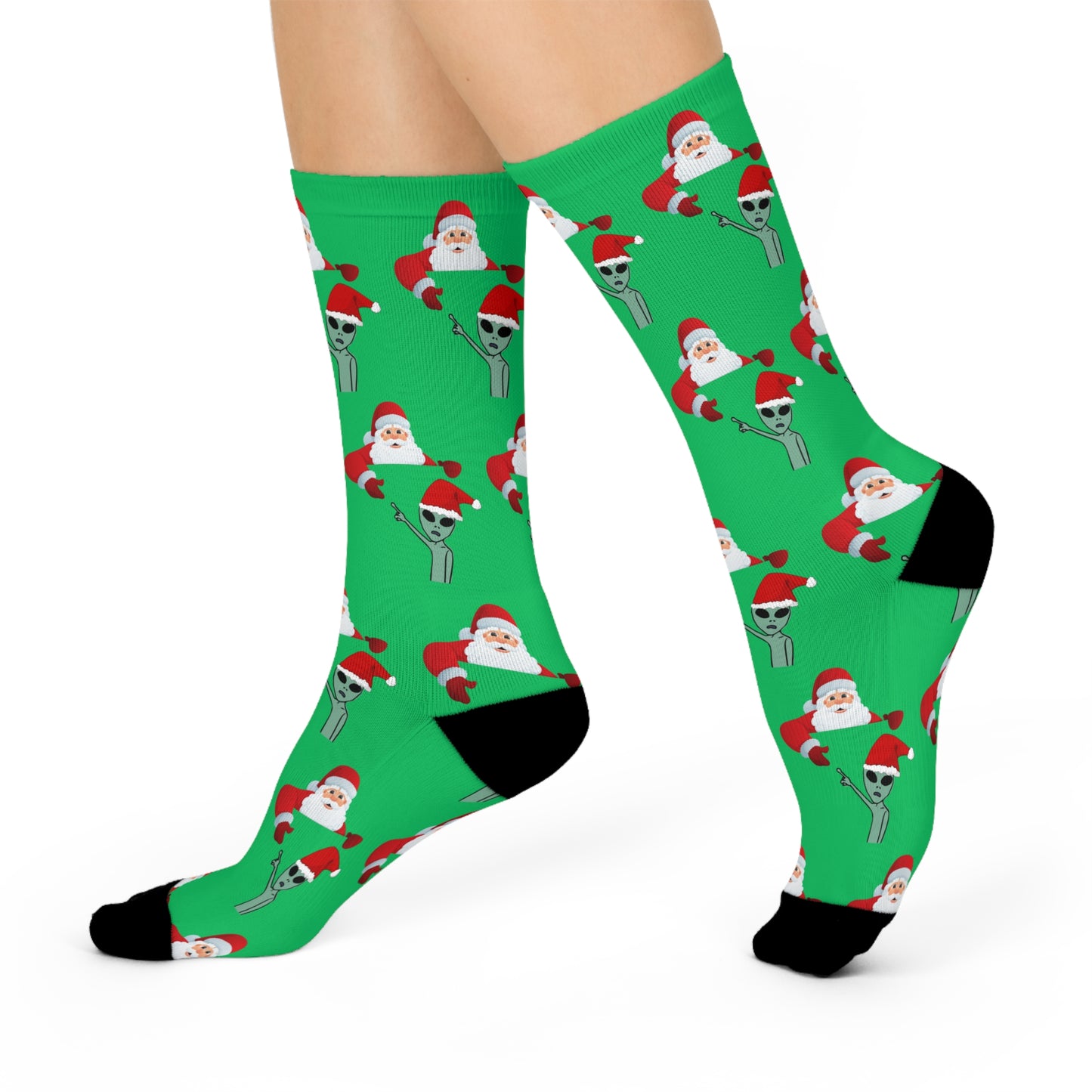 Santa Alien - Christmas UFO Fun Novelty Holiday Socks