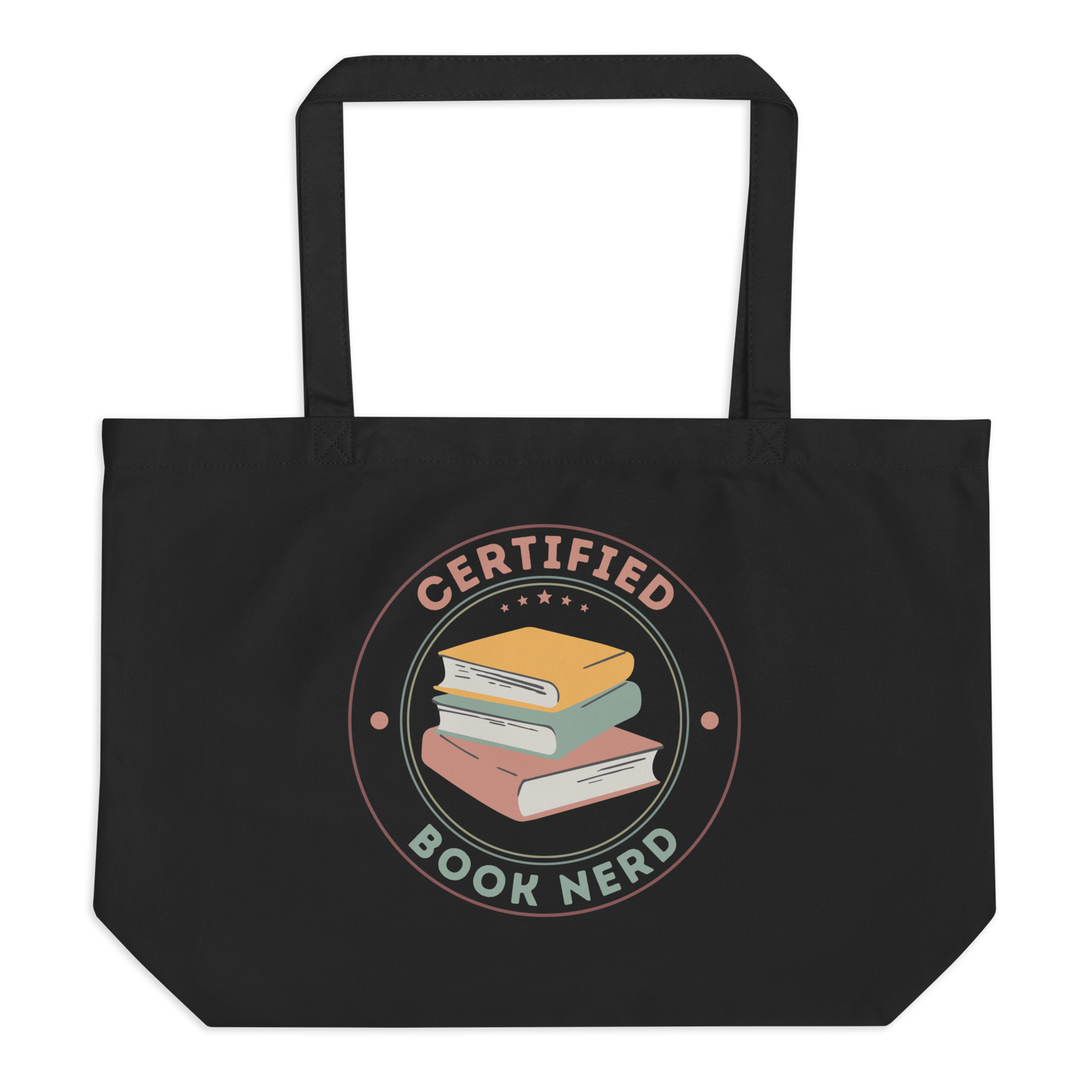 Certified Book Nerd Large Organic Cotton Tote Bag