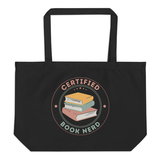 Certified Book Nerd Large Organic Cotton Tote Bag