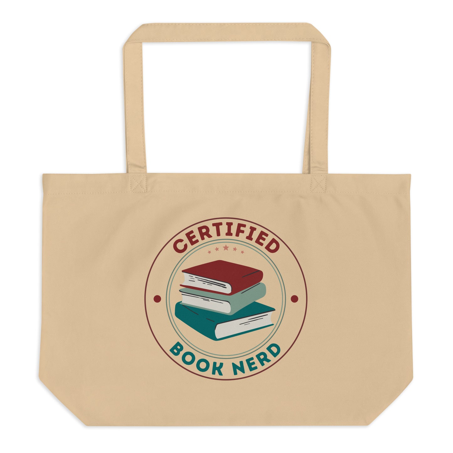 Certified Book Nerd Large Organic Cotton Tote Bag