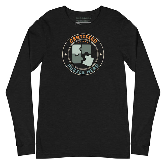 Certified Puzzle Nerd Long-sleeved T-shirt