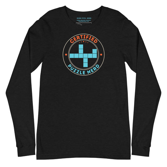 Certified Crossword Puzzle Nerd Long-sleeved T-shirt