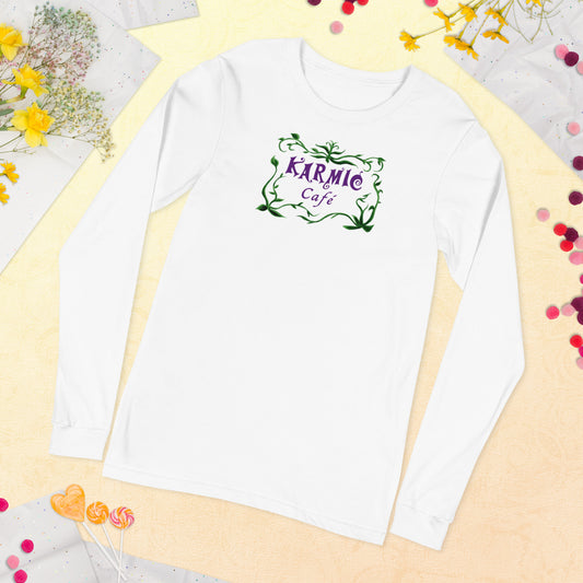 Super Comfy Fat Cat - Karmic Cafe T-shirt (white long-sleeved)