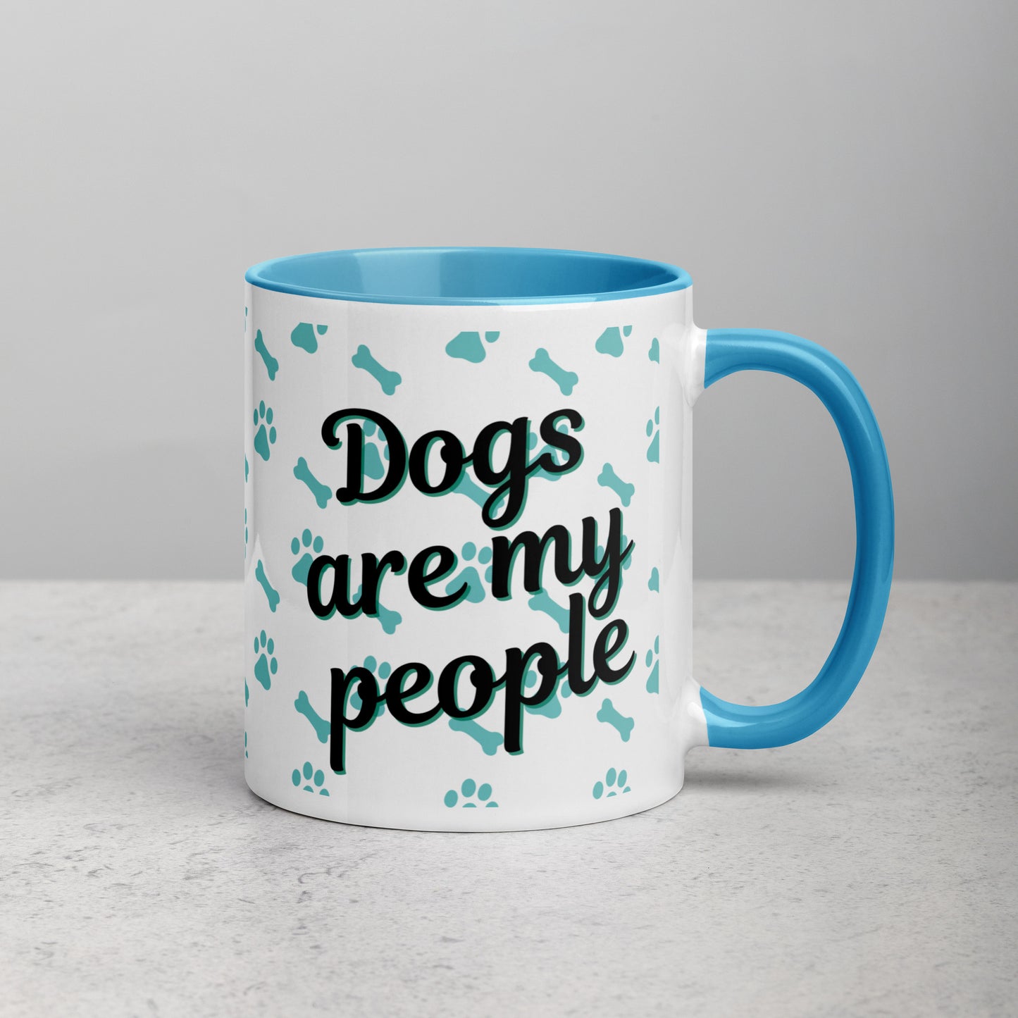 Dogs Are My People - Dog Lovers Mug - teal with color inside